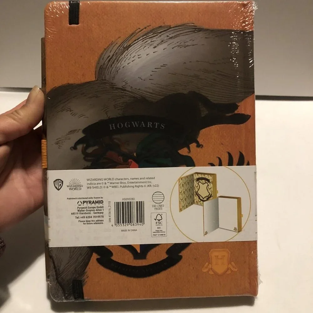 harry potter Hufflepuff premium A5 notebook & pencil 240 Lined Pages Orange New